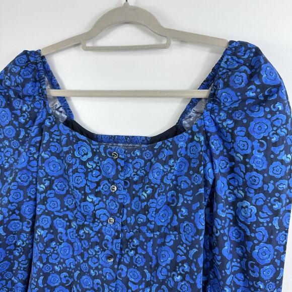 New DE LORETA Pique Dress in Camelia XS Mini Puff Sleeve Smocked Full Button - Picture 7 of 16